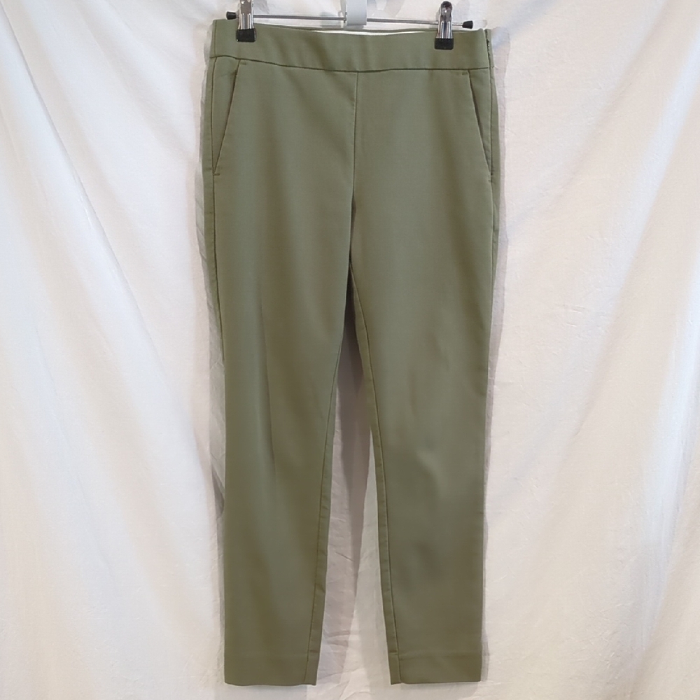 LOFT | Olive Ankle Pants Flat Front Side Pockets Side Zipper | 2P